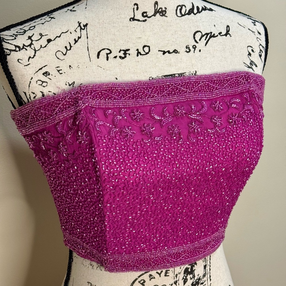 Pink Beaded Bustier Top by Emma Black - Picture 1 of 12